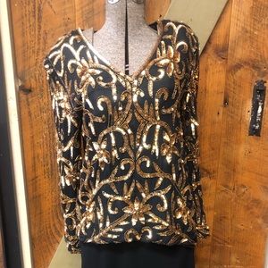 Vintage Black/Gold Sequins Top